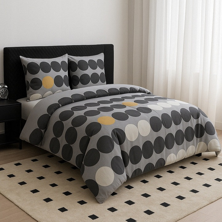 Kołdra szara w kropki 160x200